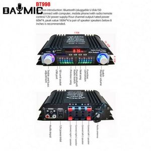 Amplificateur de voiture numérique mini Hifi professionnel 2 canaux BT998 Audio 4 sorties - Product Image 3