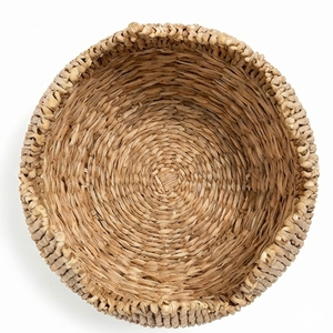 Rustic Water Hyacinth <b>Storage</b> <b>Basket</b> with Scalloped Edge, Boho Handwoven Crown Shaped <b>Wicker</b> Indoor Planter Pot Cover - Product Image 2