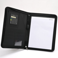 Carpeta Portafolio Ejecutiva Personalizada con Logotipo, de Cuero PU Impermeable, con Cierre, Organizador A4, Bloc de Notas, Calculadora, Ranuras para Tarjetas, para Reuniones