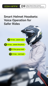 Ohmi D9 xe máy Mũ bảo hiểm bluetooth lưới intercom Tai nghe không thấm nước Moto Interphone Full-duplex xe máy intercomunicador - Product Image 4