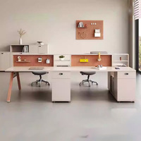Escritorio de Oficina para Empleados, Diseño Simple y Moderno, Estación de Trabajo Creativa con Panel Perforado, Combinación de Asientos y Mesa de Oficina para 4/6 Personas