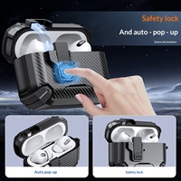 Nouvelle coque de protection magnétique en TPU pour Pro 3 et 4e génération avec support escamotable et motif en fibre de carbone