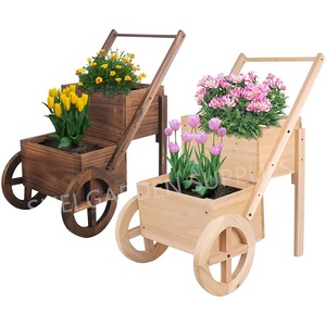 Pots de fleurs avec roues pour camion, Pots de plantes <span class=keywords><strong>en</strong></span> bois à deux échelles - Product Image 3
