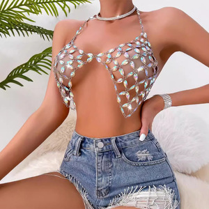 Barre de nuit YXY-116 faite à la main femmes creux <span class=keywords><strong>Bikini</strong></span> corps bijoux Sexy cristal strass hauts Camisole diamant soutien-gorge corps chaîne - Product Image 2