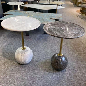 JS A27 Sang Trọng Phật Sơn Đồ Nội Thất Bằng Đá Phòng Khách Một Chân Bóng Bàn Cà Phê Tối Màu Xám Đá Cẩm Thạch Tự Nhiên Góc Side <span class=keywords><strong>End</strong></span> Bảng Vàng - Product Image 6