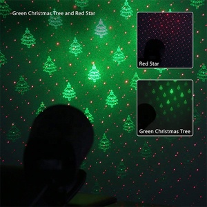 Lumière laser de mouvement de douche d'étoiles d'arbre de Noël vert d'étoile rouge avec le capteur de nuit et la minuterie intégrée - Product Image 2