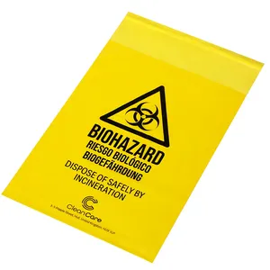 YURUI एचडीपीई निपटान नैदानिक चिकित्सा अस्पताल ग्रेड लाल Layflat प्लास्टिक Autoclaveable Biohazard अपशिष्ट बैग