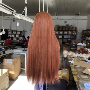 Perruque médicale européenne longue et droite en dentelle suisse HD de couleur brun rouge pour les patients atteints de cancer, la perte de cheveux et l'alopécie - Product Image 3