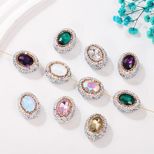 <span class=keywords><strong>Perles</strong></span> ovales <span class=keywords><strong>en</strong></span> argile souple pavées de strass, grandes <span class=keywords><strong>perles</strong></span> de cristal <span class=keywords><strong>en</strong></span> forme d'œuf de colombe à trou droit pour accessoires de bijoux DIY - Product Image 4