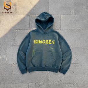 Custom High Quality Men's French Terry Crop Hoodie 100% Cotton Hoodie Autumn Vintage Acid Wash Sun Faded <b>Hooded</b> - Product Image 1
