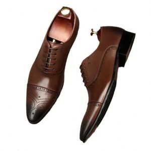 Zapatos Oxford de Vestir de Lujo Hechos a Medida, de Cuero Genuino, con Punta, Ajustables con Cordones, Diseño Simple, Ligeros y Antideslizantes para Otoño - Product Image 2