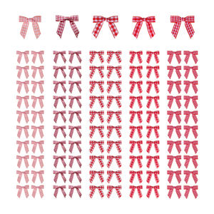 1,5 pulgadas Mini Check Plaid Gingham lazos de Navidad con cinta adhesiva para árbol de Navidad manualidades DIY decoración del hogar - Product Image 1