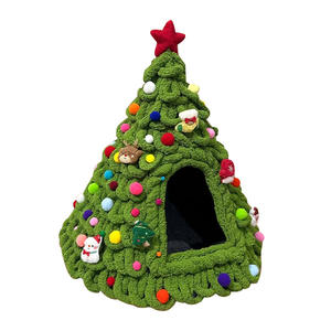 Großhandel <span class=keywords><strong>DIY</strong></span> Weihnachts baum Katzen bett Handgemachte Wolle Filz Zelt für Herbst Winter Gemütliche halb geschlossene Haustier Nest Haus Groß bestellung - Product Image 1