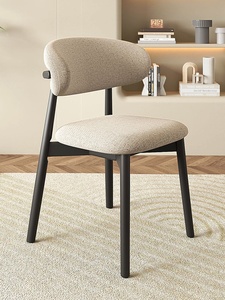 Chaise de salle à manger en bois massif de style nordique, avec coussin en tissu de coton et lin, dossier écologique, imperméable, facile à nettoyer, meubles pour la maison - Product Image 1
