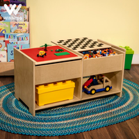 Table en bois multifonctionnelle Build-N-Play Sensory Montessori Daycare Toy Storage Cabinet Damier Pliable Chambre à coucher École