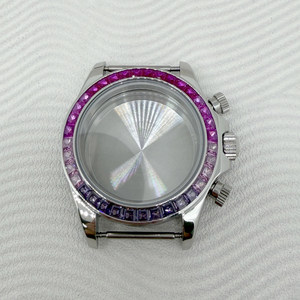 Boîtier de montre en acier modifié de 39 mm avec <span class=keywords><strong>lunette</strong></span> sertie de diamants, chronographe à quartz multicolore pour mouvement VK63 - Product Image 3