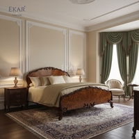 Cama Inglesa EKAR Sovereign Burlwood Tallada a Mano |   Fábrica de Muebles de Lujo Foshan