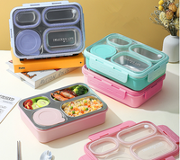 Boîte à lunch Bento en acier inoxydable à isolation thermique de 950ml avec 4 compartiments et bol en métal chauffant pour soupe