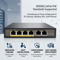 Switch Gigabit PoE 4 Port Tanpa Manajemen dengan Port Uplink Ganda untuk Jaringan Kantor & CCTV yang Mendukung Kamera IP PoE