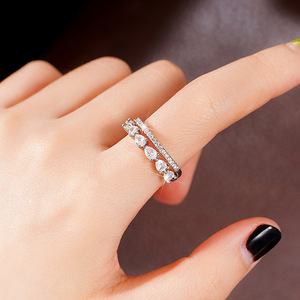 Anello di fidanzamento classico a doppio strato a forma di goccia da donna, stile coreano, minimalista, elegante, alla moda, impilabile, accessorio per gioielli da dito - Product Image 6