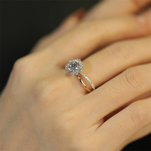 2CT Round Cut Lab Grown Diamond Halo Engagement Ring 18K <strong>Gold</strong> IGI Certified Customizable Wedding <strong>Jewelry</strong> - Product Image 2