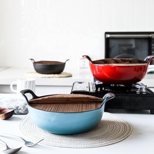 <span class=keywords><strong>Wok</strong></span> de fondo plano de hierro fundido chino vintage a precio de fábrica <span class=keywords><strong>Wok</strong></span> de hierro fundido chino esmaltado de firma - Product Image 4