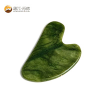 Jiwan Lejia - Logo personnalisé - Pierre de jade verte Xiuyan 100% naturelle - Masseur facial original Guasha - Gua Sha