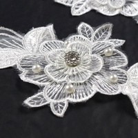 Tissu en organza blanc stéréo, dentelle écologique, matériel de couture DIY, accessoires vestimentaires, robe de mariée, fleurs 3D 3cm, Chine