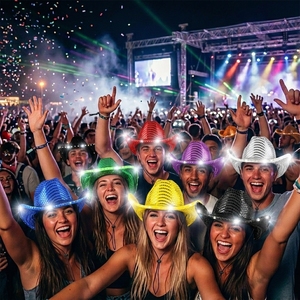Sombrero de Vaquero con Lentejuelas Plateadas y Luces LED, Entrega Rápida, Unisex, para Bodas, Conciertos, Fiestas, Halloween, Navidad, Ramadán, Accesorios de <span class=keywords><strong>Disfraces</strong></span> - Product Image 4