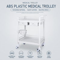 Chariot médical mobile en plastique ABS avec 2 tiroirs, étagère latérale, roulettes, classe I, capacité de charge de 100 kg, hôpital