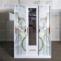 Armoire de chambre à coucher en métal de haute qualité, design à motifs, armoire en acier à trois portes coulissantes, Almirah