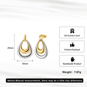 Ensemble collier et boucles d'oreilles en acier inoxydable plaqué or en forme de goutte d'eau pour femmes, bijoux tendance pour les fêtes - Product Image 5