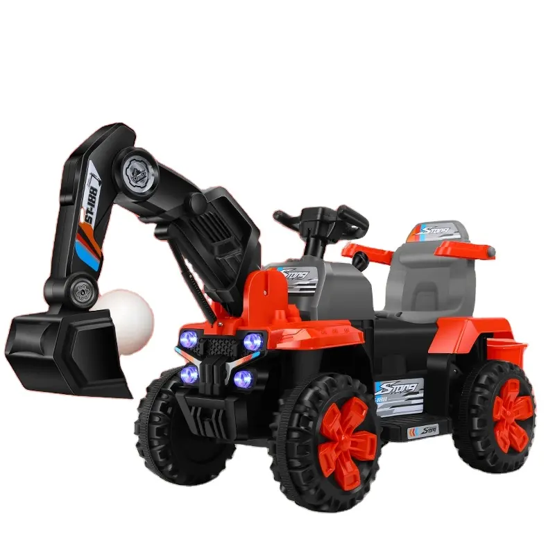 La voiture jouet d'excavatrice pour enfants peut asseoir le bébé bébé voiture électrique télécommandée sans fil grand véhicule d'ingénierie à quatre roues