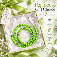 Câble de charge USB Type C 4 en 1 avec imprimé zèbre vert néon, perles, transfert de données, accessoire tendance pour cadeau