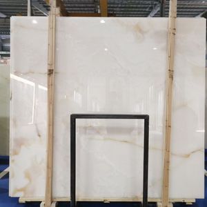 Goldtop OEM/ODM Modern Polished Transparent Golden Cloud Onyx <b>Marble</b> Natural Stone Big Slab for Vanity Countertop - Product Image 5