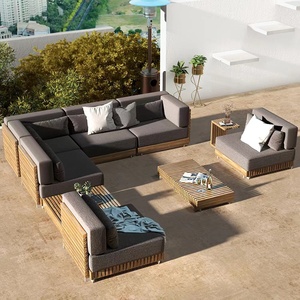 Meubles en teck modernes à prix avantageux avec coussins, ensemble de canapés pour salon, patio, hôtel, canapé d'extérieur modulaire pour jardin - Product Image 3