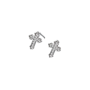 New Product 925 Sterling <b>Silver</b> Cross <b>Stud</b> Earrings Classic Zircon for Women Wedding Anniversary Gift - Product Image 1