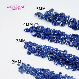 Cadermay Royal Blue Synthetic Sapphire Loose Stones Round Brilliant Cut 0.8mm-3mm For Jewelry Making - Product Image 3