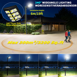 Impermeabile per esterni 100w 200w 600w 1500w 2000w 8000w 2500lm ricaricabile a Led luce solare integrata con sensore di movimento Pir - Product Image 6
