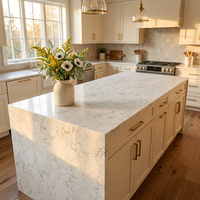 Grande dalle de quartz cristallin givré 15-30 mm |   CE ISO Zéro Silice |   Plateau de table, plateau de meuble-lavabo, pour intérieur |   Design moderne