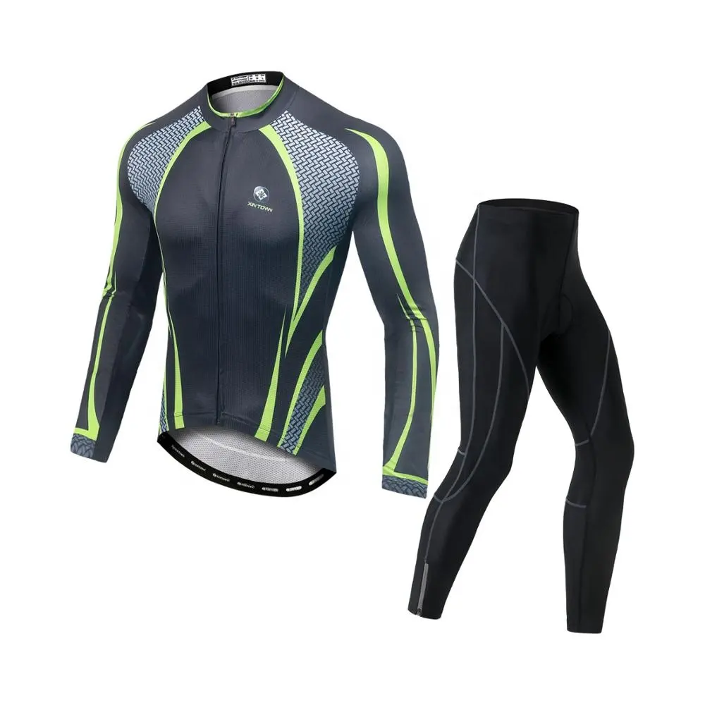Groothandel Polyester Triathlon Jersey Afdrukken Fiets Slijtage Set Zwarte Lange Kleding Voor Fietsen