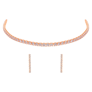 Exclusivo Collar de Circonita Cúbica Chapado en Oro Rosa con Pendientes, Joyería para Mujer, Brillante Joyería de Diamantes Americanos para Novia - Product Image 6