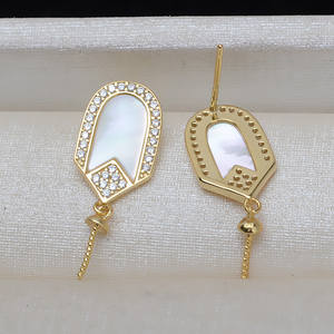 Ensemble de clous d'oreille et collier en argent S925, accessoires de bijoux DIY avec pendentif en perle personnalisé, chaîne 1356 - Product Image 2