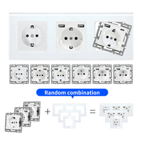 LangYeao EU/FR Smart Socket 82 Commutateur en verre gris Fonction clé USB Module de bricolage pour ordinateur TV Téléphone Compatible 16A