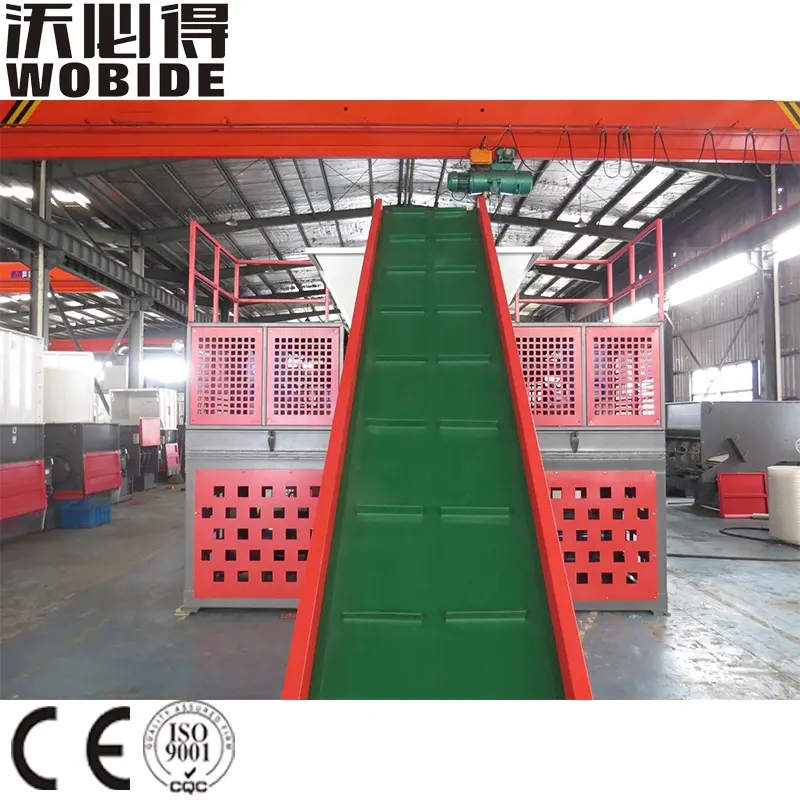 Waste Treatment Machinery Agricultural Waste Double Roll Shredder With Conveyor Belt