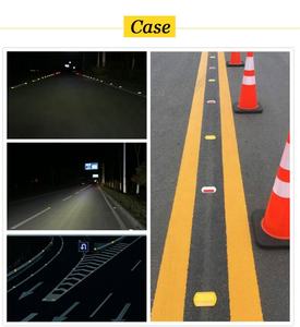 Borne de signalisation routière réfléchissante jaune en plastique 115x80mm, indice de protection IP68, sans alimentation électrique, haute luminosité pour le marquage des voies urbaines et des sentiers cyclables - Product Image 5