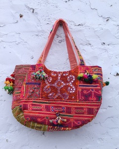 Rajasthani Banjara Boho Canvas Bags with Zipper Closure Waterproof Customizable Embroidery & Mirror <b>Work</b> for Women Gifts - Product Image 1