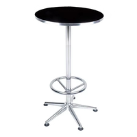 Table de bar portable à base chromée de haute qualité avec repose-pieds Table ronde en métal