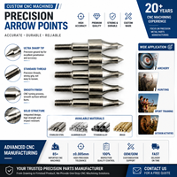 Pointes de flèche de tir à l’arc usiné CNC Insert Tips 100/125/150 Grain ID 6.2mm têtes de flèche en acier inoxydable usinage to