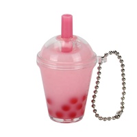 Mini porte-clés DIY japonais et taïwanais en peluche, motifs chat mignon, fruits, perles Boba, tasses à boisson, thé au lait, café et bouteilles d'eau, vente en gros